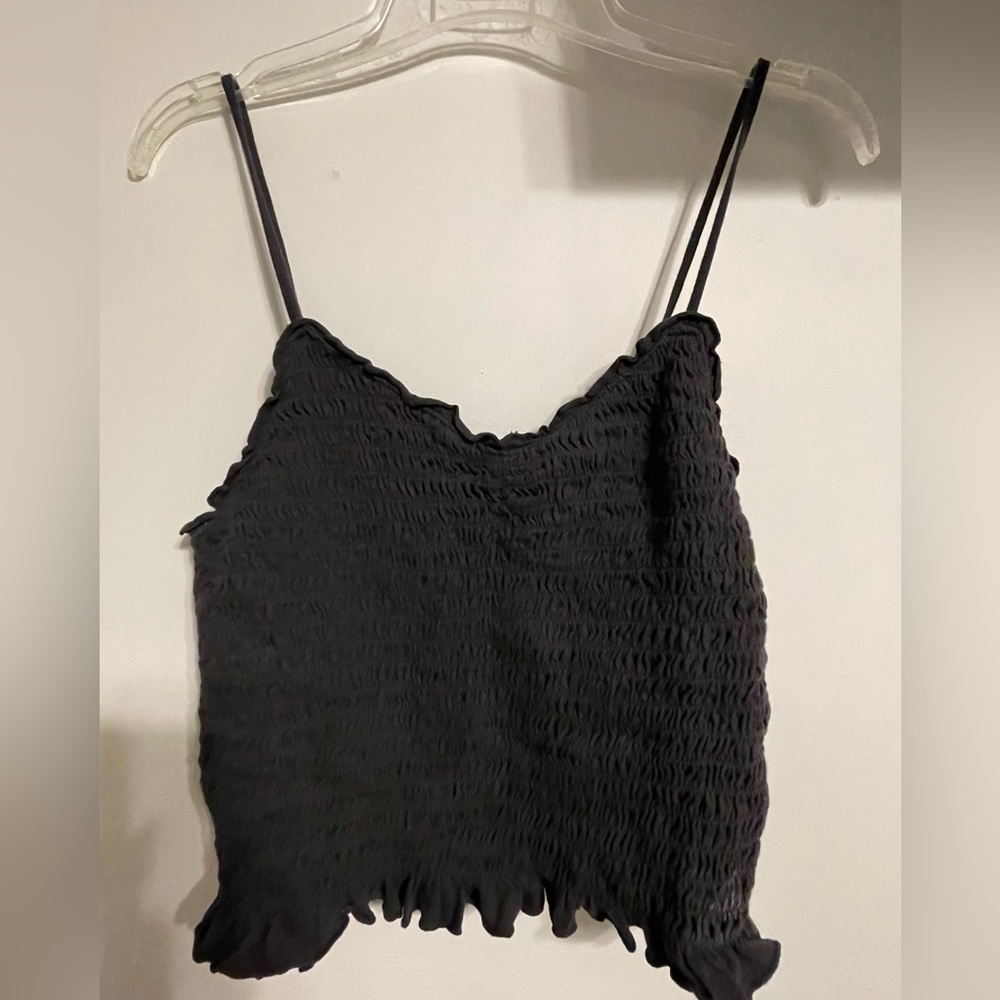 American Eagle Ribbed Black Tank Top Size L